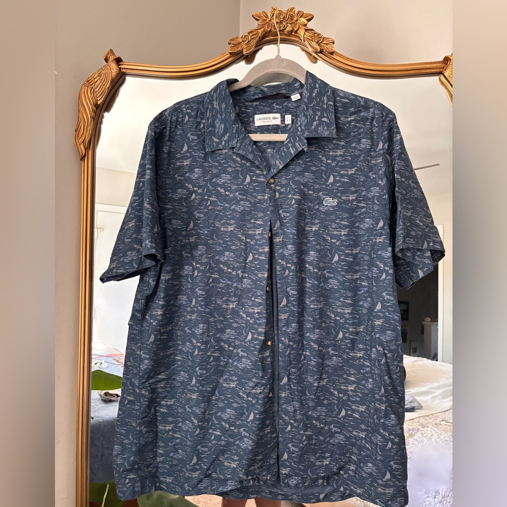 Lacoste Mens Dark Blue Sail Button Shirt